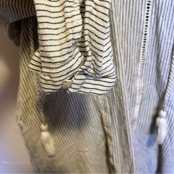 Solito Cotton Striped Beach Swim Cover-Up Tunic Hooded Pockets Resortwear M - Picture 10 of 12